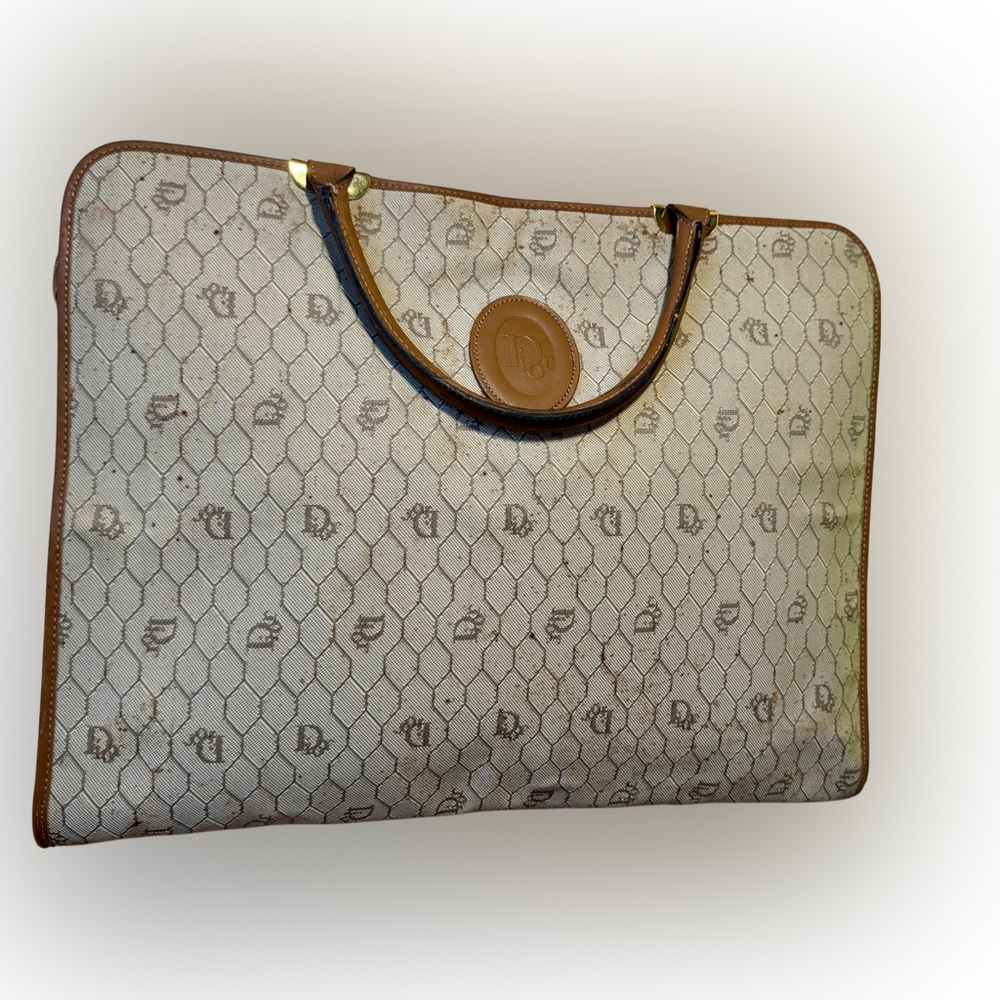 Vintage Christian Dior Honeycomb Canvas Document Bag – Circa Late 70s–Early 80s - Picture 5 of 10